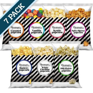 Deanan Gourmet Popcorn - 7 Bag Sampler (Assorted 3 Cup Bags)
