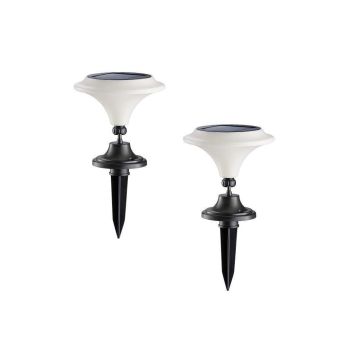 MAXSA Innovations 48606 Solar-Powered White Integrated-LED Outdoor Martini Lamp Lights, 25 Lumens, 2 Pack