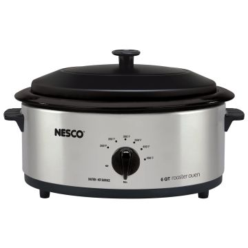 Nesco 4816-25 6-Qt. 750-Watt Roaster with Porcelain Cookwell (Silver)